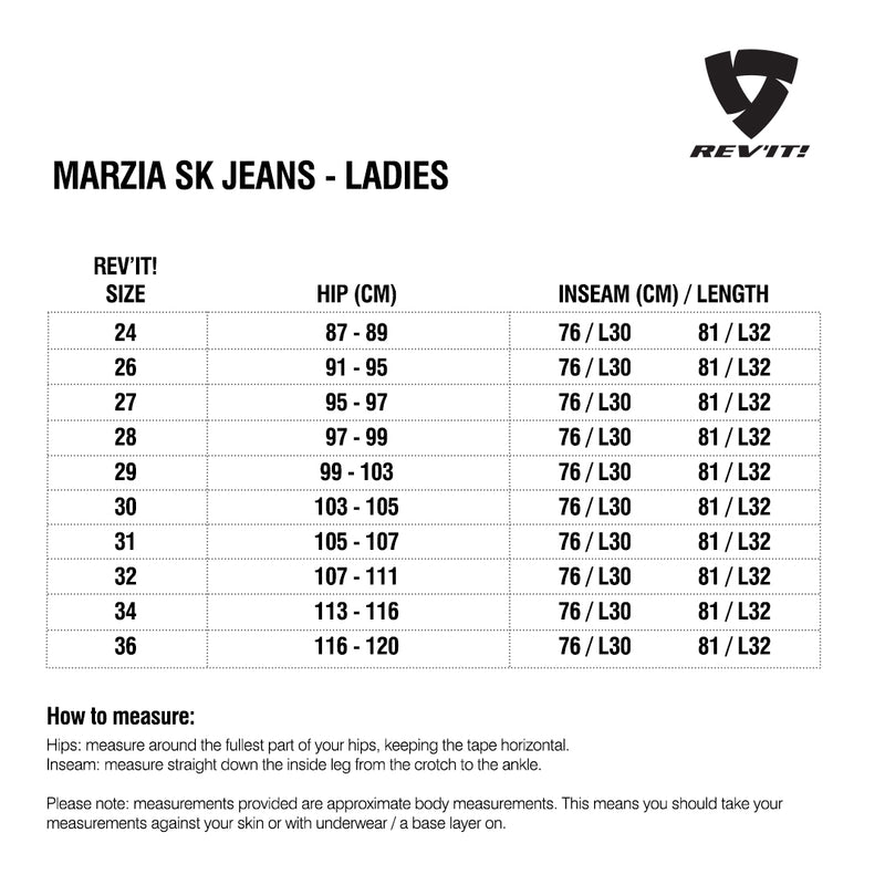 Load image into Gallery viewer, Size chart for REVIT Marzia SK Ladies Jeans
