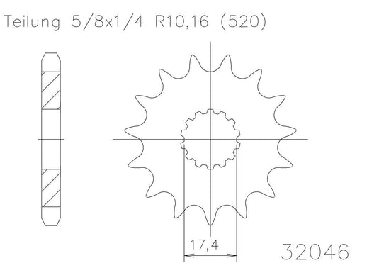 SPROCKET FRONT MOTO MASTER STEEL 13T GAS GAS EC125 03-18 YAMAHA WR200 91-92 96 YZ125 85-04