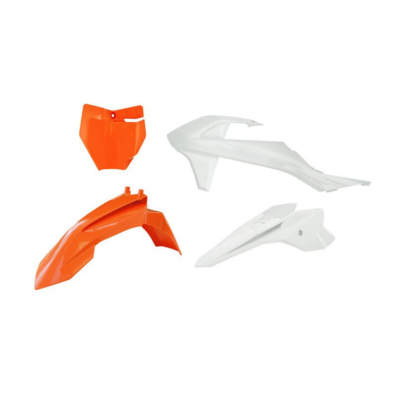 Load image into Gallery viewer, PLASTICS KIT RTECH 4 PIECE ORANGE WHITE KTM SX50 SX-E-3 SX-E-5

