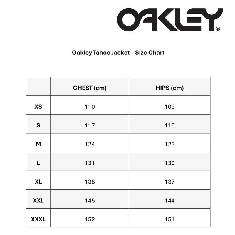 Load image into Gallery viewer, Oakley Tahoe Jacket size chart
