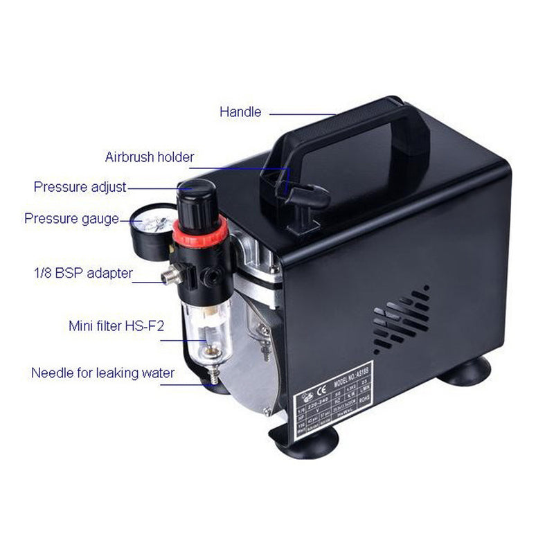 Load image into Gallery viewer, FORMULA AIRBRUSH COMPRESSOR 1/6HP WITH MOISTURE FILTER
