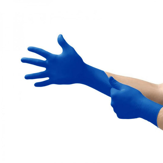 AMADEX LATEX HIGH RISK DISPOSABLE GLOVES BLUE SIZE XXL 300MM JAEGER 50 PACK