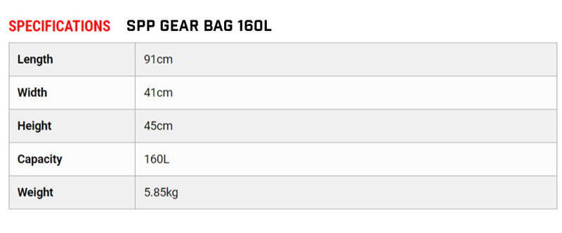 Load image into Gallery viewer, SPP GEAR BAG 160L  Size chart
